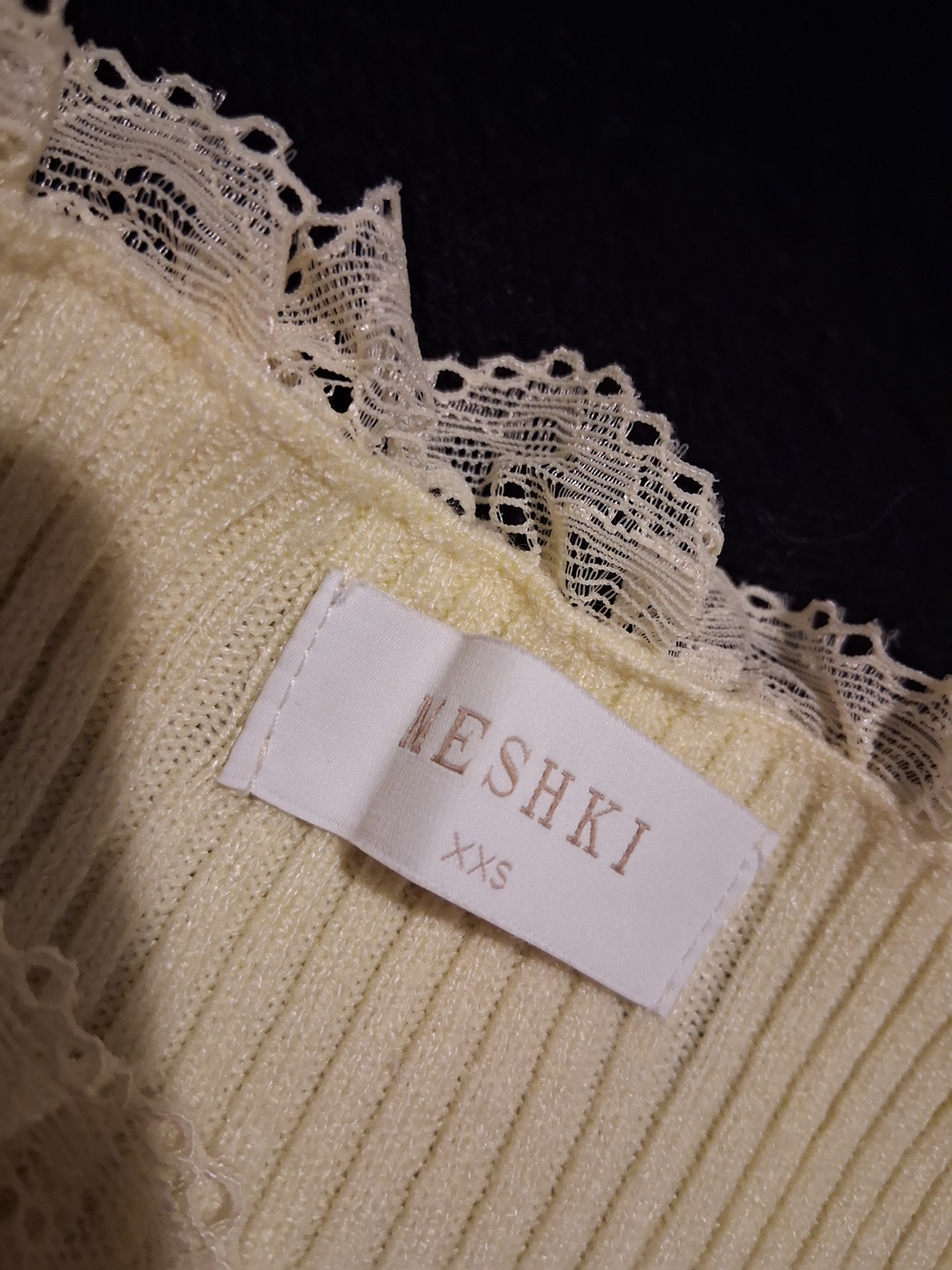 Meshki Pale Yellow Ribbed Maxi Dress with Center Ruffle - Picture 7 of 7
